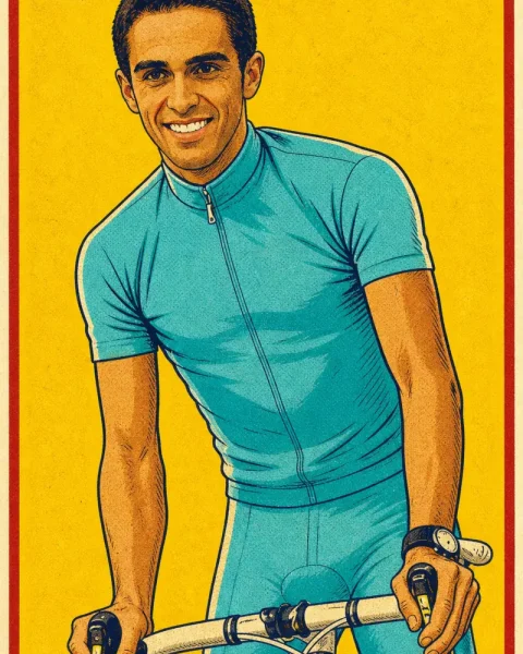 Ilustración de Alberto Contador basada en una fotografía