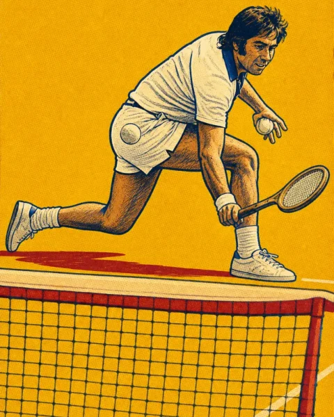 Ilustración de Manolo Santana basada en una fotografía