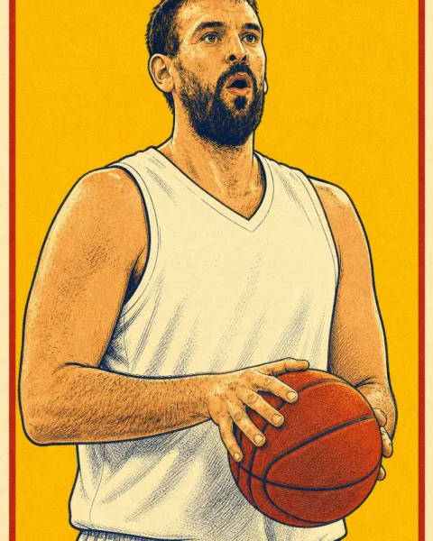 Ilustración de Marc Gasol basada en una fotografía