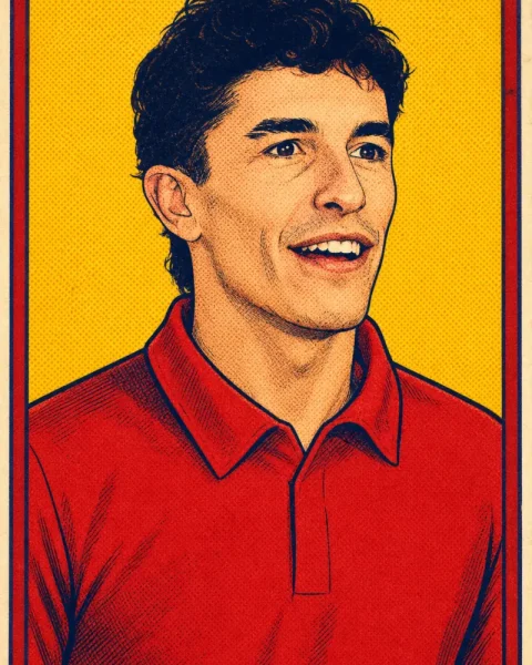 Ilustración de Marc Márquez basada en una fotografía