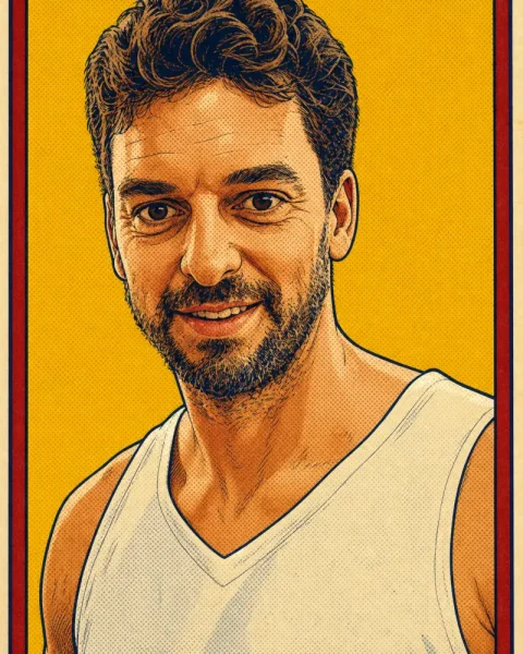 Ilustración de Pau Gasol basada en una fotografía