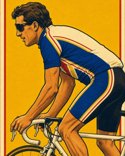 Ilustración de Pedro Delgado basada en una fotografía